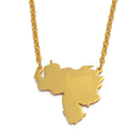 Anniyo Venezuela Map and Flag Necklace for Women Gold Color Jewelry Maps of Venezuelan @013221