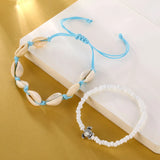 2pcs/set Summer Ocean Beach Anklet Bohemian Retro Turtle Beaded Handmade Anklet & Bracelet 2025 New Trendy Leg Foot Jewelry Gift