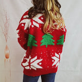 Women's Jacquard Round Neck Long Sleeve Thickened Knit Pullover Christmas Tree Design Autumn/winter New Style Sweater