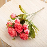 Silk Artificial Flower Rose Peony Bouque Home Decoration Bridal Holding Flower Wedding Decor Bouquet DIY Fake Flower Arrangement