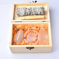 Natural Crystal Amethyst Rose Quartz Smudge Stick Rose Quartz Amethyst Magic Wand Bracelet Divination and Witchcraft Wooden Gift