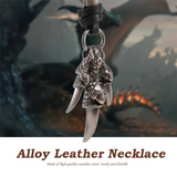 A59T Alloy Leather Pendant Necklace Dragon Claw Gothic Adjustable 16 ~ 26 Inch Chain Man, Woman Silver Black
