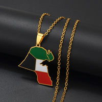 Anniyo Kuwait Map Flag Pendant Necklaces Kuwaiti Stainless Steel Jewelry #324721