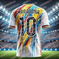 Football King Superstar Maradona Printed Men's Fan Commemorative Edition Sports T-shirt Daily Outdoor Breathable Quick Jersey