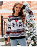 Christmas Knitwears Sweater Women Autumn And Winter New O Neck Long Sleeve Printed Fashion Casual Knitted Pullovers Feminina Top