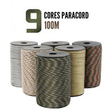 100M 550 Military Standard 9-Core Paracord Rope 4mm Outdoor Parachute Cord Survival Umbrella Tent Lanyard Strap