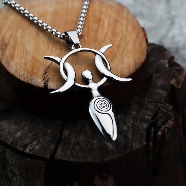 European and American Style Personalized Star and Moon Goddess Fashion Simple Men's Pendant Necklace Stainless Steel Jewelry