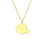 2024 new fashion stainless steel Romania map with city pendant necklace temperament everything collarbone chain birthday anniver