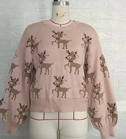ZEKYE Christmas Sweater Woman Women's Clothing Winter Women's Sweater Women's Dress Long Sleeve Red Sweater Pull Y2k Pullover