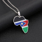 2024 New fashion stainless steel Republic of South Sudan flag necklace for women and men couples ethnic style accessory collarbo