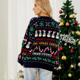 Xmas Outfits Women Full Sleeve Sequins Knit Sweater Warm Soft O Neck Christmas Knitwear Casual Loose Jumpers Pullover Party Look
