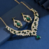 Ladies' fashionable design necklace earrings jewelry set suitable for daily wear, wedding parties, holiday gifts