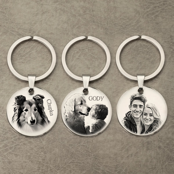 Custom Keychain with Photo,Cat Picture Keychain,Personalized Dog Memorial Gifts,Keychain Your Name, Father Boyfriend  Gift
