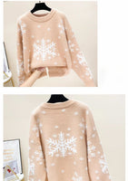 Casual Loose Christmas Sweater 2025 New Style Women's Red Printed Knitwear Pullover
