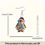 YAOLOGE Fun Leisure Santa's Hat Colorful Light Strip Penguin Earrings 2D Acrylic Design Women Winter Atmosphere Eardrop Gifts