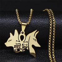 Egyptian Scarab Eye of Ra Horus Symbol Necklaces Stainless Steel Gold Color Ankh Key Of Life Necklace Jewelry collares N2336S01
