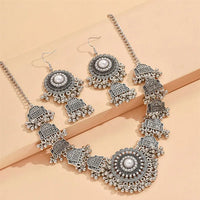 New Vintage Jewelry Sets Metal Beads Tassel Choker Necklace Earrings Set For Women Bijoux Statement Collar Necklaces Set