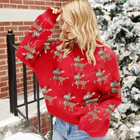 New Year's Party Look Women's Christmas Sweaters Full Lantern Sleeve Knitwear Soft Jumper Merry Xmas Female Knitted Pullover Top