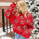 New Year's Party Look Women's Christmas Sweaters Full Lantern Sleeve Knitwear Soft Jumper Merry Xmas Female Knitted Pullover Top