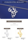 My Shape Africa Map Lion Elephant Monkey Giraffe Pendant Necklaces Men Women Stainless Steel Animal Chain Choker African Jewelry