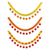 Artificial Marigold Garland Indian Style 135CM Home Decor with Pearl Festival Ornament for Halloween Day of The Dead Christmas