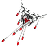 Halloween Bloody Rhinestone Necklace Set Earrings Heart Damage Bleeding Broken Women Jewelry and Accessories
