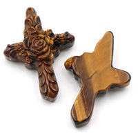 Natural Stone Tiger Eye Carving Pendant Charms For Jewelry Making Accessories DIY Cross Necklace Jewelry Pendants Findings Gift