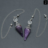 Natural Stone Crystal Reiki Pendulum Rose Quartz Amethysts Hexagonal Cone Shape Charm for Jewelry Making Necklace Accessories
