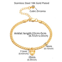 Anklet For Women Gold Color Stainless Steel Cuban Link Ankle Bracelets Summer 2022 Fashion Leg Chain Beach Foot Jewelry Ancklets