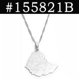 Anniyo Ethiopia Map Cities Pendant Necklaces for Women Men Gold Color Ethiopian Maps Jewelry #155821