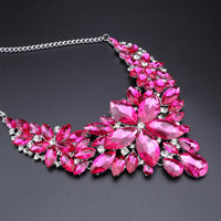 CYNTHIA Fashion Pink Flowers Bridal Wedding Party Prom Costume Jewelry Sets Indian Necklace Earrings Sets for Brides Bridesmaids