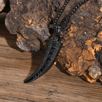 Cool Punk Viking Horn Necklaces for Men, Waterproof Stainless Steel Norse Celtic Knots Compass Pendant Collar, Amulet Gifts