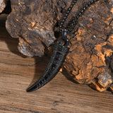 Cool Punk Viking Horn Necklaces for Men, Waterproof Stainless Steel Norse Celtic Knots Compass Pendant Collar, Amulet Gifts