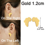 Anniyo 1.9CM Africa Map Stud Earrings Women Girls,Gold Plated,Silver Color Stainless Steel African Jewelry Party Wedding #131821