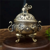Elephant Triple-Legged Incense Burner Metal Home Decor Aromatherapy Accessory, Versatile for Meditation Decoration Ornament