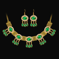 Luxury Elegant Crystal Wedding Jewelry Set Women Vintage Water Drop Earring Necklace Set Indian Gold Color Bijoux Bride Gift