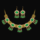 Luxury Elegant Crystal Wedding Jewelry Set Women Vintage Water Drop Earring Necklace Set Indian Gold Color Bijoux Bride Gift