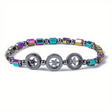 1/2/4/6Pcs Hematite Ankle Bracelet Colorful Elastic Anklet Bohemian Summer Beach Clothing Accessories Energy Hematite Jewelry