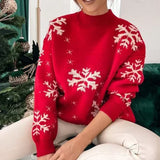 Christmas 2025 Women's Knitted Sweater Snowflake Warm Thicken Jacquard Jumper Oversized Knitwear Full Sleeve Pullovers Xmas Look