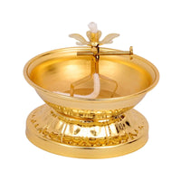 Ghee Lamp Holder Oil Lamp Dish Dimmable Buddhist Alloy Butter Lamp Holder for Living Room Home Desktop Decoration Ornament