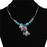 Ethnic Antique Silver Color Moon Choker Necklaces for Women Boho Turquoise Necklace Girls Party Jewelry Gifts