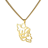 EUEAVAN Iran Map Pendant Necklace Stainless Steel Peace Dove Olive Branch Persian Calligraphy Necklaces Iranian Country Jewelry