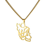 EUEAVAN Iran Map Pendant Necklace Stainless Steel Peace Dove Olive Branch Persian Calligraphy Necklaces Iranian Country Jewelry