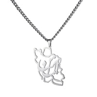 EUEAVAN Iran Map Pendant Necklace Stainless Steel Peace Dove Olive Branch Persian Calligraphy Necklaces Iranian Country Jewelry