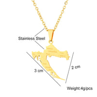 2024 New fashion stainless steel Croatia map and city necklace men's and women's geometric ethnic style collarbone chain anniver