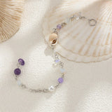 Long Chain Stone Beaded Alloy Braid Hair Ring Dreadlock Hair Ring for Women Conch Pendant Hair Jewelry for Braids Gifts