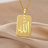 2024 New fashion cut titanium steel square brand necklace corrosion rune square brand pendant Hip Hop stainless steel women's ne