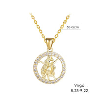 12 Zodiac Signs Necklace Copper Gold Plated Zodiac Signs Pendant Chain Ladies Necklace Birthday Jewelry Ladies Jewelry