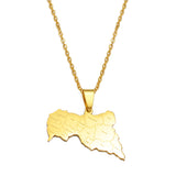 Anniyo Central African Map Pendant Necklaces for Women Men Stainless Steel African Centrafricaine Jewelry #298621
