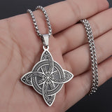 Exquisite Stainless Steel Pattern Witch Knot Pendant Necklace Celtic Knot Lucky Jewelry Christmas Gift for Friends and Family